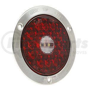 55202 by GROTE - 4" Round LED Stop / Tail / Turn Light with Integrated Backup - Integrated 4-Pin w/ Stainless Steel