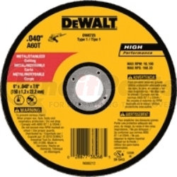 DW8725 by DEWALT - DeWalt DW8725 Metal & Stainless Cutting Wheel 6" DIA..040" Thick 60 Grit Aluminum Oxide