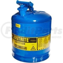 7150300 by JUSTRITE - Blue Metal Safety Can, Type 1, Five Gallon Capacity, for Kerosene and Other Flammable Liquids