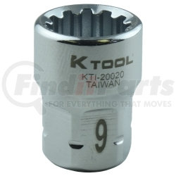 KTI20659 by K-TOOL INTERNATIONAL - 1/4" Drive Spline Socket - 9mm