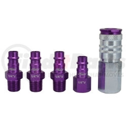 S-305VKIT by MILTON INDUSTRIES - ColorFit by Milton HIGHFLOWPRO™ Coupler & Plug Kit - (V-Style, Purple) - 1/4" NPT, (5-Piece)