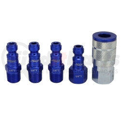 S-305TKIT by MILTON INDUSTRIES - ColorFit by Milton Coupler & Plug Kit - (T-Style, Blue) - 1/4" NPT, (5-Piece)