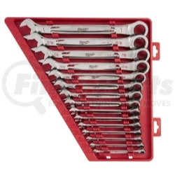 48-22-9416 by MILWAUKEE - 15 Piece Ratcheting Combination Wrench Set SAE