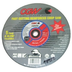 35685 by CGW ABRASIVE - Type 1 Chop Saw Blade Double Reinforced DR & Single Reinforced SR 14 X 3/32 X 1 A36P Double Rein