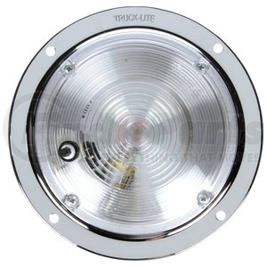 803503 by TRUCK-LITE - 80 Series 1 Bulb Incandescent Dome Light - Round Clear, Chrome Bracket Mount, Hardwired, Stripped End, Push Button Switch, 12V, Bulk