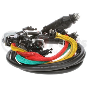 88911 by TRUCK-LITE - Wiring Harness - 88 Series, 15 Plug, Rear, 55 in. License, Stop/Turn/Tail, with Stop/Turn/Tail, M/C, Auxiliary, Tail Breakout, 14 Gauge, Male 7 Pole Plug, Right Angle PL-3, Female .180 Bullet