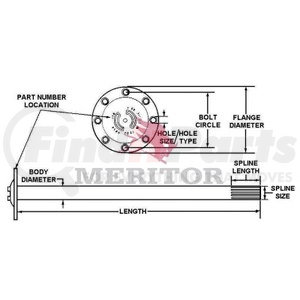 3202J7836 by MERITOR - Meritor Genuine Axle Shaft