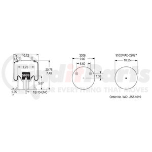 W013589644 by FIRESTONE - Airide Air Spring Reversible Sleeve 1T15MBTW-6