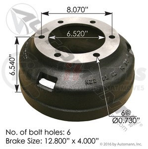 151.3400BA by AUTOMANN - BRAKE DRUM 325MM-100MM