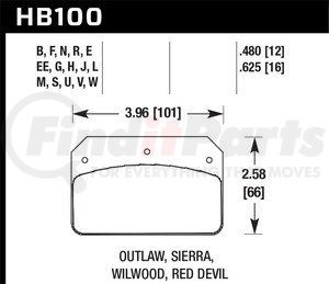 HB100J480 by HAWK FRICTION - PAD12MMDR-97OUT/SIER/WILD