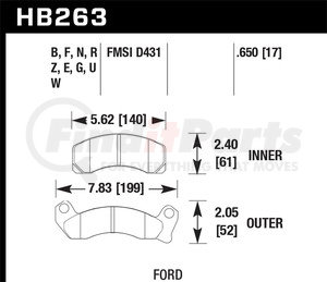 HB263F650 by HAWK FRICTION - BRAKE PADS FORD