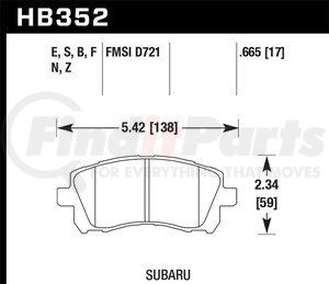 HB352F665 by HAWK FRICTION - BRAKE PADS TOYOTA SUBARU