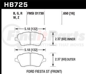 HB725B650 by HAWK FRICTION - 2014 FORD FIESTA ST