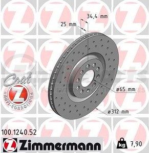 100124052 by ZIMMERMANN - Disc Brake Rotor