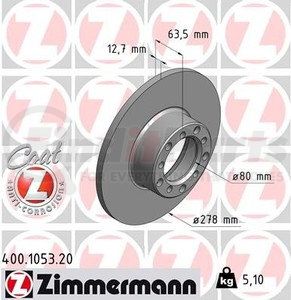 400 1053 20 by ZIMMERMANN - Disc Brake Rotor for MERCEDES BENZ