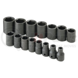 4035 by SK HAND TOOL - 1/2" Dr 6 Pt STD SAE ImpactSocket Set, 15 Pc