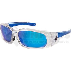 SR148B by MCR SAFETY - MCR Safety&#174; Swagger&#174; SR148B Safety Glasses SR1, Clear Frame, Black TPR Temples, Blue Lens