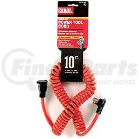 06014.60.04 by GENERAL CABLE - Carol 10' Coiled Power Tool Ext./Power Cord, 16awg 13a/125v-Orange 