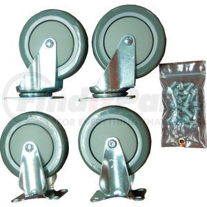 HC-5PU-R/S by DURHAM - Durham Mfg&#174; 5" x 1-1/4" Polyurethane Caster Kit HC-5PU-R/S, 2 Rigid, 2 Swivel