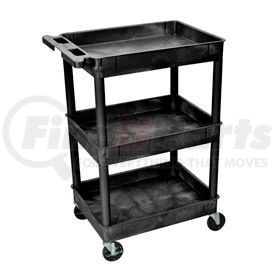 STC-111B by LUXOR - Luxor&#174; STC111 Tray Top Shelf 3 Shelf Plastic Utility Cart 24x18 4" Casters