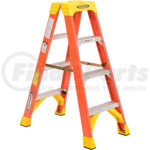 T6204 by WERNER - Werner 4' Dual Access Fiberglass Step Ladder 300 lb. Cap - T6204