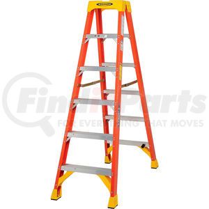 T6206 by WERNER - Werner 6' Dual Access Fiberglass Step Ladder 300 lb. Cap - T6206