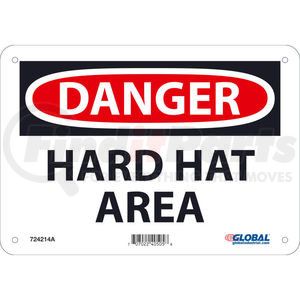 GLOD46A by NATIONAL MARKER COMPANY - Global Industrial&#8482; Danger Hard Hat Area, 7x10, Aluminum