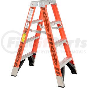 T7404 by WERNER - Werner 4' Dual Access Fiberglass Step Ladder 375 lb. Cap - T7404