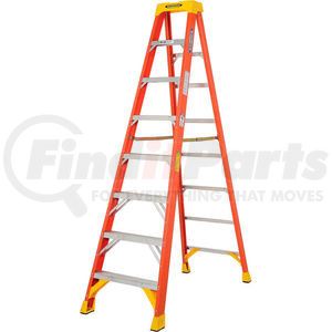 6208 by WERNER - Werner 8' Fiberglass Step Ladder w/ Plastic Tool Tray 300 lb. Cap - 6208