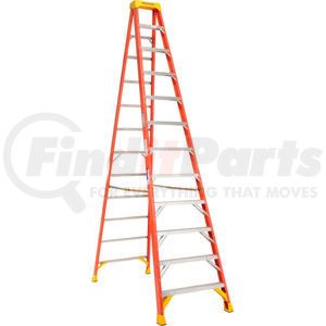 6212 by WERNER - Werner 12' Fiberglass Step Ladder w/ Plastic Tool Tray 300 lb. Cap - 6212