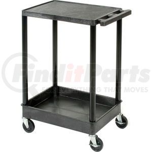 TC21-B by LUXOR - Luxor&#174; TC21 Flat Top Shelf 2 Shelf Plastic Cart 32x24 4" Casters 400 Lb.