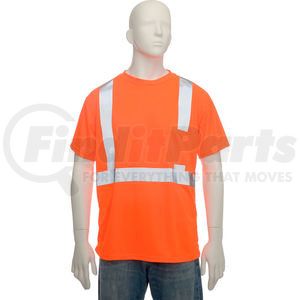 LUX-SSETP2B-OL by OCCUNOMIX - OccuNomix Standard Wicking Birdseye Class 2 T-Shirt W/ Pocket Hi-Vis Orange, L, LUX-SSETP2B-OL