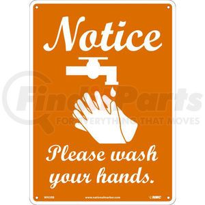 WH3RB by NATIONAL MARKER COMPANY - Notice Please Wash Your Hands Sign, 10 X 14, Plastic