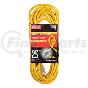03390.63.05 by GENERAL CABLE - Carol 03390.63.05 25' Lifetime Plus  Super Flex  Lighted Ext. Cord/14awg 15a/125v Yellow