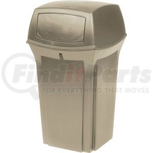 FG843088BEIG by RUBBERMAID - Rubbermaid&#174; Plastic Square 2 Door Trash Can, 35 Gallon, Beige