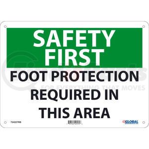 GLOSF163RB by NATIONAL MARKER COMPANY - Global Industrial&#8482; Safety First Foot Protection Required In This Area, 10x14, Rigid Plastic