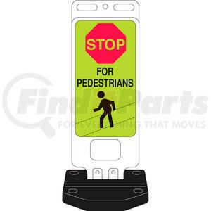 103709 by BRADY - Brady&#174; 103709 Stop For Pedestrians Sign w/Base, 14" X 40", Fluorescent Yellow Green