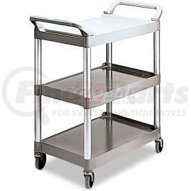 FG342488PLAT by RUBBERMAID - Rubbermaid&#174; Service Cart, Aluminum Posts, 3 Shelf, 33-5/8"Lx18-5/8"W, Platinum