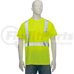 LUX-SSETP2B-YS by OCCUNOMIX - OccuNomix Standard Wicking Birdseye Class 2 T-Shirt W/ Pocket Hi-Vis Yellow, S, LUX-SSETP2B-YS