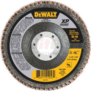 DWA8280 by DEWALT - DeWalt DWA8280 Flap Disc 4-1/2" X 7/8" T29 Ceramic 40 Grit