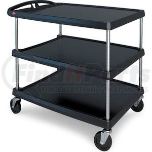 MY2636-35BL by METRO - Intermetro Utility Cart With Chrome Posts, 3 Shelf, 40-1/4"Lx27-11/16"W, Black