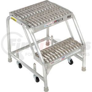 WLAR002165 by TRI-ARC - 2 Step Aluminum Rolling Ladder, 16"W Grip Step, W/O Handrails - WLAR002165