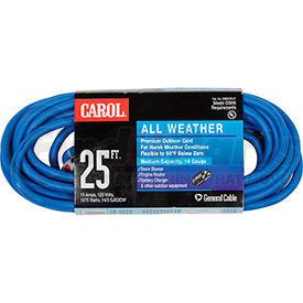 03660.63.07 by GENERAL CABLE - Carol 03660.63.07 25' All Weather Extension Cord, 14awg 15a/125v - Blue