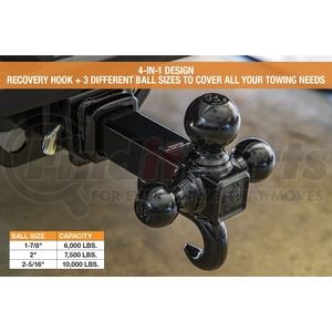 1802208 by BUYERS PRODUCTS - Tri-Ball Hitch with Recovery Hook for 2 Inch Hitch Receivers