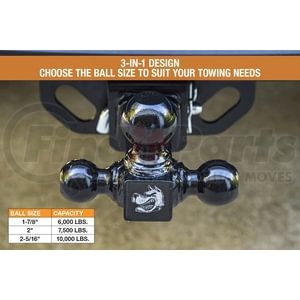 1802200 by BUYERS PRODUCTS - Tri-Ball Hitch-Solid Shank with Black Towing Balls