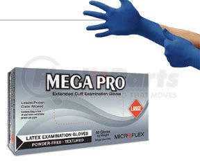 L852 by MICROFLEX - Mega Pro® Powder-Free Latex Examination Gloves, Blue, Medium