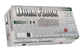 DFK608S by MICROFLEX - Dura Flock 8 mil Flock-lined Green Nitrile Glove - Small