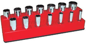 1487 by MECHANIC'S TIME SAVERS - 3/8 in. Drive 14 Hole Rocket Red Impact Socket Holder   