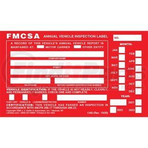 1340 by JJ KELLER - Annual Vehicle Inspection Label - Aluminum w/ Punch Boxes - English, 6" x 3.5"