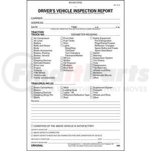 685 by JJ KELLER - Detailed Driver's Vehicle Inspection Report, 2-Ply, w/Carbon - Stock - Book format, carbon, 5-1/2" x  8-1/2"